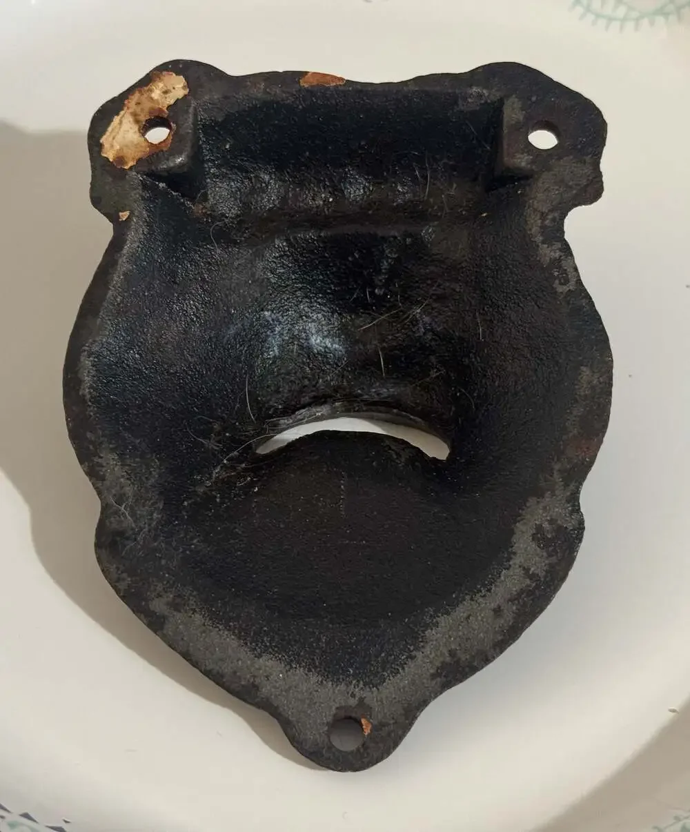 Vintage Cast Iron Wall-Mounted Bottle Opener--Bull Dog Face-1920s